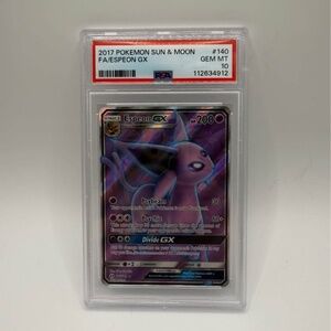 PSA 10 Espeon GX Full Art #140 Ultra Rare Pokemon Sun & Moon 2017